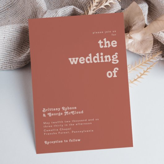 Einfache Retro-Vibes | Alte Rose Die Hochzeit von Einladung