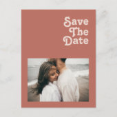 Einfache Retro-Vibes | Alte Rose Foto Save the Dat Einladungspostkarte (Vorderseite)