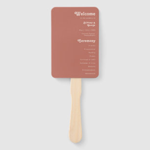 Einfache Retro-Vibes Alte Rose Hochzeitsprogramm Fächer