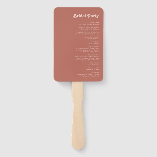 Einfache Retro-Vibes | Alte Rose Hochzeitsprogramm Fächer (Rückseite)