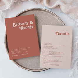 Einfache Retro-Vibes | Alte Rose in einer Hochzeit Einladung