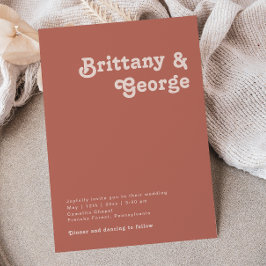 Einfache Retro-Vibes | Alte Rose Lässige Hochzeit Einladung