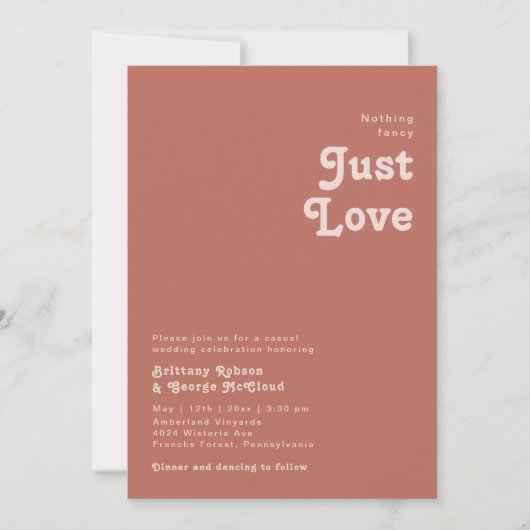 Einfache Retro Vibes Alte Rose Nichts Extravagante Einladung (Vorderseite)