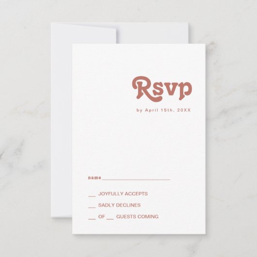Einfache Retro-Vibes | Alte Rose RSVP Card (Vorderseite)