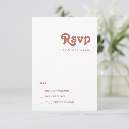 Einfache Retro-Vibes | Alte Rose RSVP Card (Stehend Vorderseite)