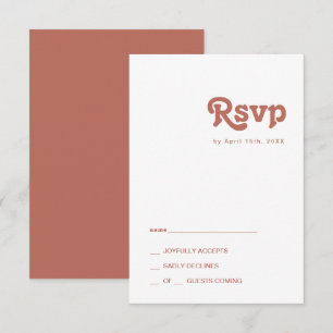 Einfache Retro-Vibes   Alte Rose RSVP Card Karte
