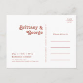 Einfache Retro-Vibes | Alte Rose Save the Date Einladungspostkarte (Rückseite)