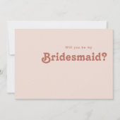 Einfache Retro Vibes Blush Bridesmaid Vorschlagkar Einladung (Vorderseite)