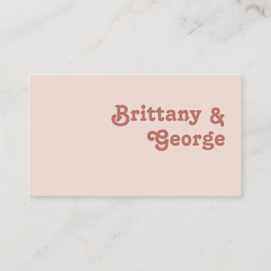 Einfache Retro-Vibes | Blush Pink Flat Wedding Platzkarte (Rückseite)