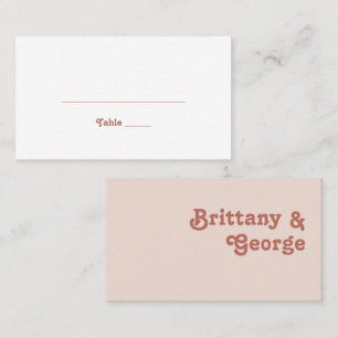 Einfache Retro-Vibes Blush Pink Flat Wedding Platzkarte