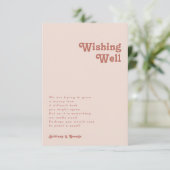 Einfache Retro Vibes Blush Pink Hochzeit wünschend Begleitkarte (Stehend Vorderseite)