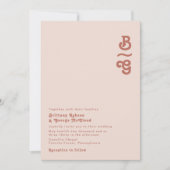 Einfache Retro-Vibes | Blush Pink Monogram Wedding Einladung (Vorderseite)