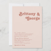 Einfache Retro Vibes Blush Pink Traditionelle Hoch Einladung (Vorderseite)