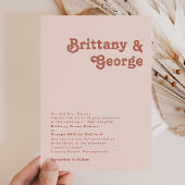 Einfache Retro Vibes Blush Pink Traditionelle Hoch Einladung