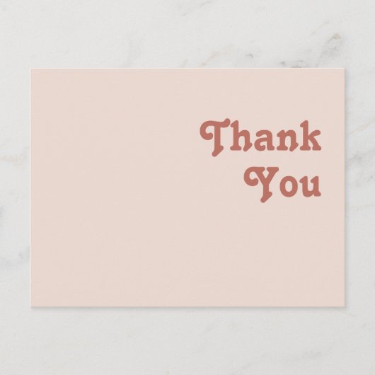 Einfache Retro-Vibes | Blush Pink Wedding Danke Postkarte (Vorderseite)