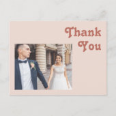 Einfache Retro-Vibes | Blush Pink Wedding Danke Postkarte (Vorderseite)