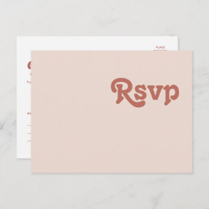 Einfache Retro-Vibes   Blush Pink Wedding RSVP Postkarte