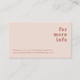 Einfache Retro-Vibes Blush Pink Wedding Website Begleitkarte