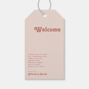 Einfache Retro-Vibes Blush Pink Wedding Welcome Geschenkanhänger
