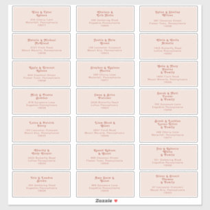 Einfache Retro-Vibes   Blush Wedding Guest Address Aufkleber