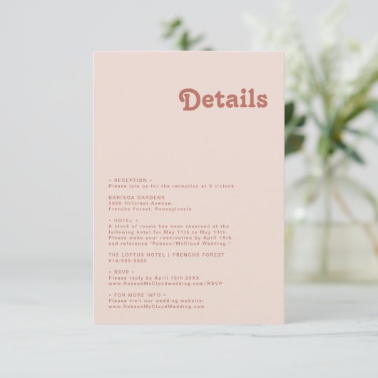 Einfache Retro-Vibes | Details in Rosa Begleitkarte (Stehend Vorderseite)