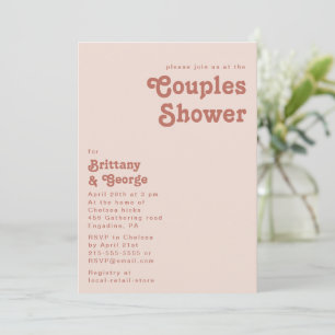 Einfache Retro-Vibes   Dusche rosa Paare Einladung