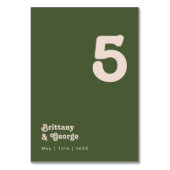 Einfache Retro-Vibes | Grüne Oliven-Tischnummer Tischnummer (Vorderseite)
