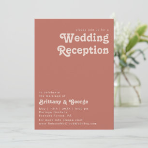 Einfache Retro-Vibes Hochzeitsempfang in Altrosa Einladung