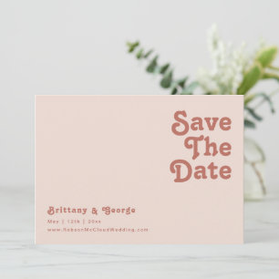 Einfache Retro-Vibes   Horizontal rosa rot Save The Date