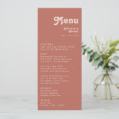 Einfache Retro-Vibes | Old Rose Wedding Dinner Men Menükarte (Stehend Vorderseite)