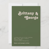Einfache Retro Vibes Olive Green bei einer Hochzei Einladung (Vorderseite)