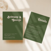 Einfache Retro Vibes Olive Green bei einer Hochzei Einladung