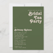Einfache Retro-Vibes | Olive Green Bridal Tee Part Einladung (Vorderseite)
