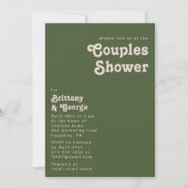 Einfache Retro-Vibes | Olive Green Couples Dusche Einladung (Vorderseite)