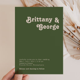 Einfache Retro-Vibes | Olive Green Lässig Wedding Einladung