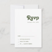 Einfache Retro-Vibes | Olive Green RSVP Card (Vorderseite)