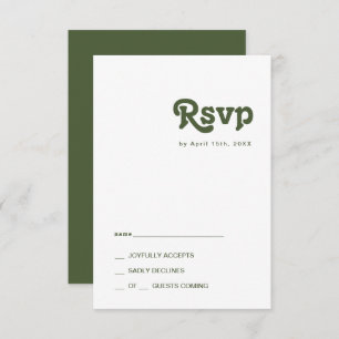Einfache Retro-Vibes   Olive Green RSVP Card