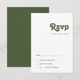 Einfache Retro-Vibes   Olive Green RSVP Card Karte