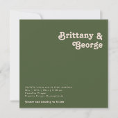 Einfache Retro-Vibes | Olive Green Square Wedding Einladung (Vorderseite)
