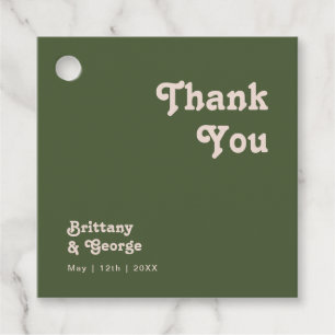 Einfache Retro-Vibes Olive Green Vielen Dank Geschenkanhänger
