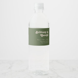 Einfache Retro-Vibes Olive Green Water Flasche Wasserflaschenetikett