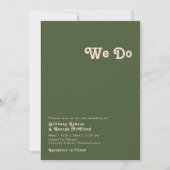 Einfache Retro-Vibes | Olive Green We Do Wedding Einladung (Vorderseite)