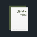 Einfache Retro-Vibes | Olive Green Wedding Hinweiskarte<br><div class="desc">Dieses einfache Retro-Vibes | Die olivgrüne Beratungskarte eignet sich hervorragend für Ihre klassische Vintage Erdenhochzeit. Das Design ist mit einem minimalistischen Hippie rustikalen boho Schriftart. Die neutrale südwestliche Wüstenfarbenpalette und die erdigen böhmischen Schriften aus der Mitte des Jahrhunderts sorgen für ein perfektes, minimalistisches Design für den modernen Western. Fühlen Sie...</div>