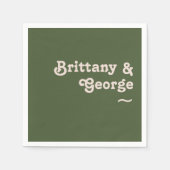 Einfache Retro-Vibes | Olive Green Wedding Napkins Serviette (Vorderseite)