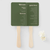 Einfache Retro-Vibes | Olive Green Wedding Program Fächer (Vorne und Hinten)