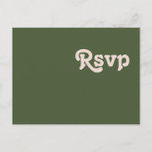 Einfache Retro-Vibes | Olive Green Wedding RSVP Postkarte (Vorderseite)