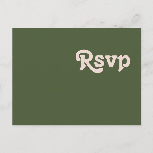 Einfache Retro-Vibes | Olive Green Wedding RSVP Postkarte (Vorderseite)