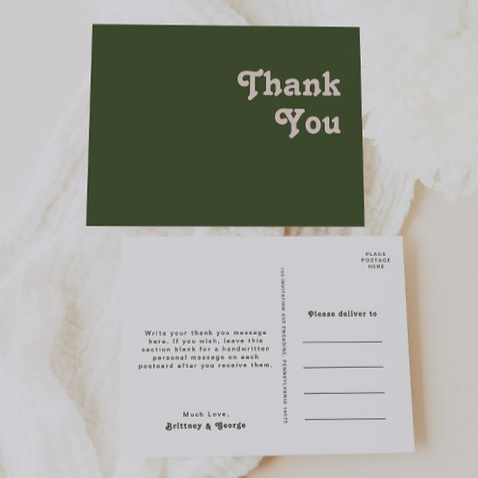 Einfache Retro-Vibes | Olive Green Wedding Vielen  Postkarte
