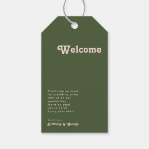 Einfache Retro-Vibes Olive Green Wedding Welcome Geschenkanhänger