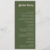 Einfache Retro-Vibes | Oliven-grüne Hochzeitsprogr Programm (Rückseite)